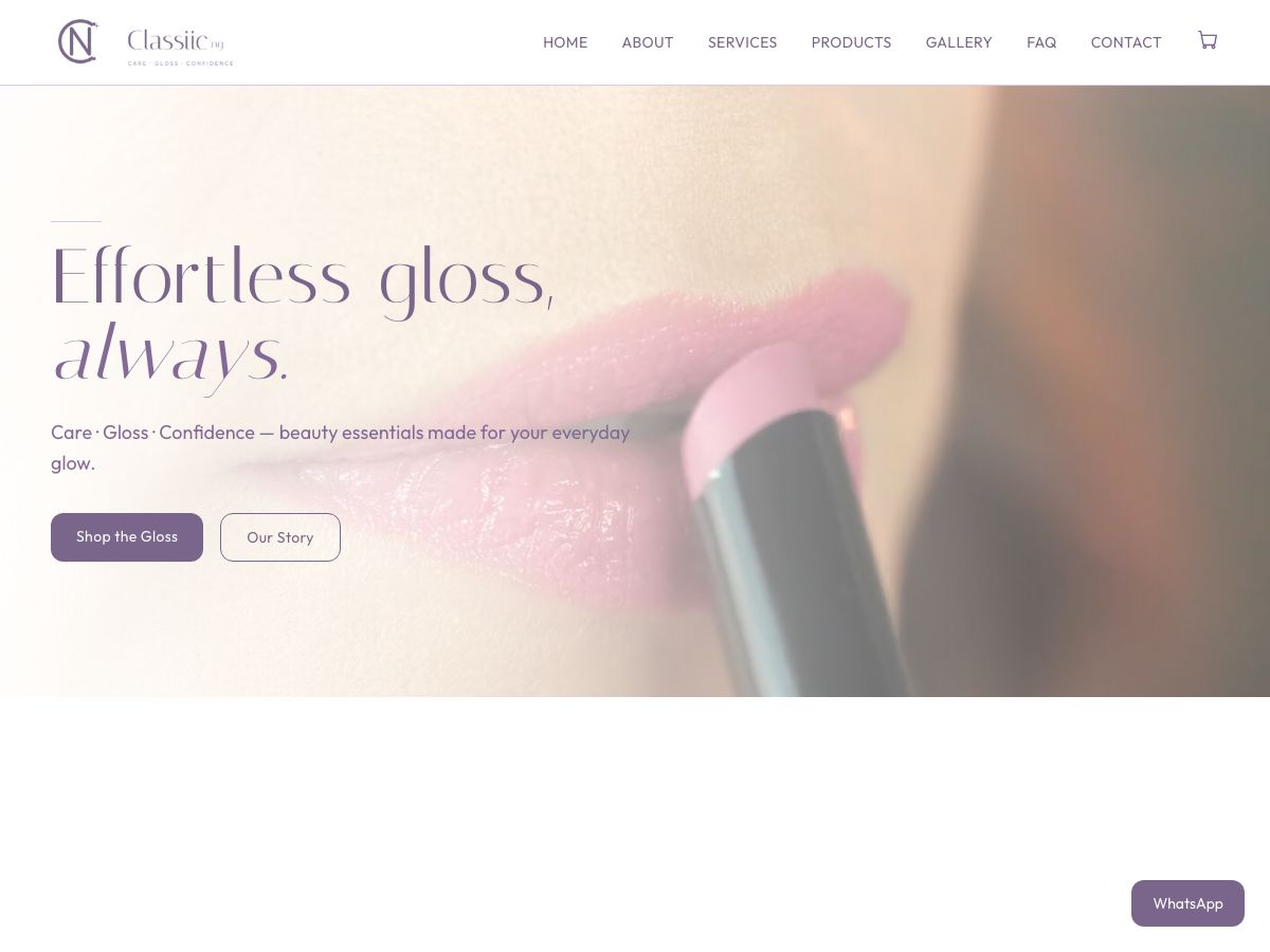 Live preview of the Classiic website